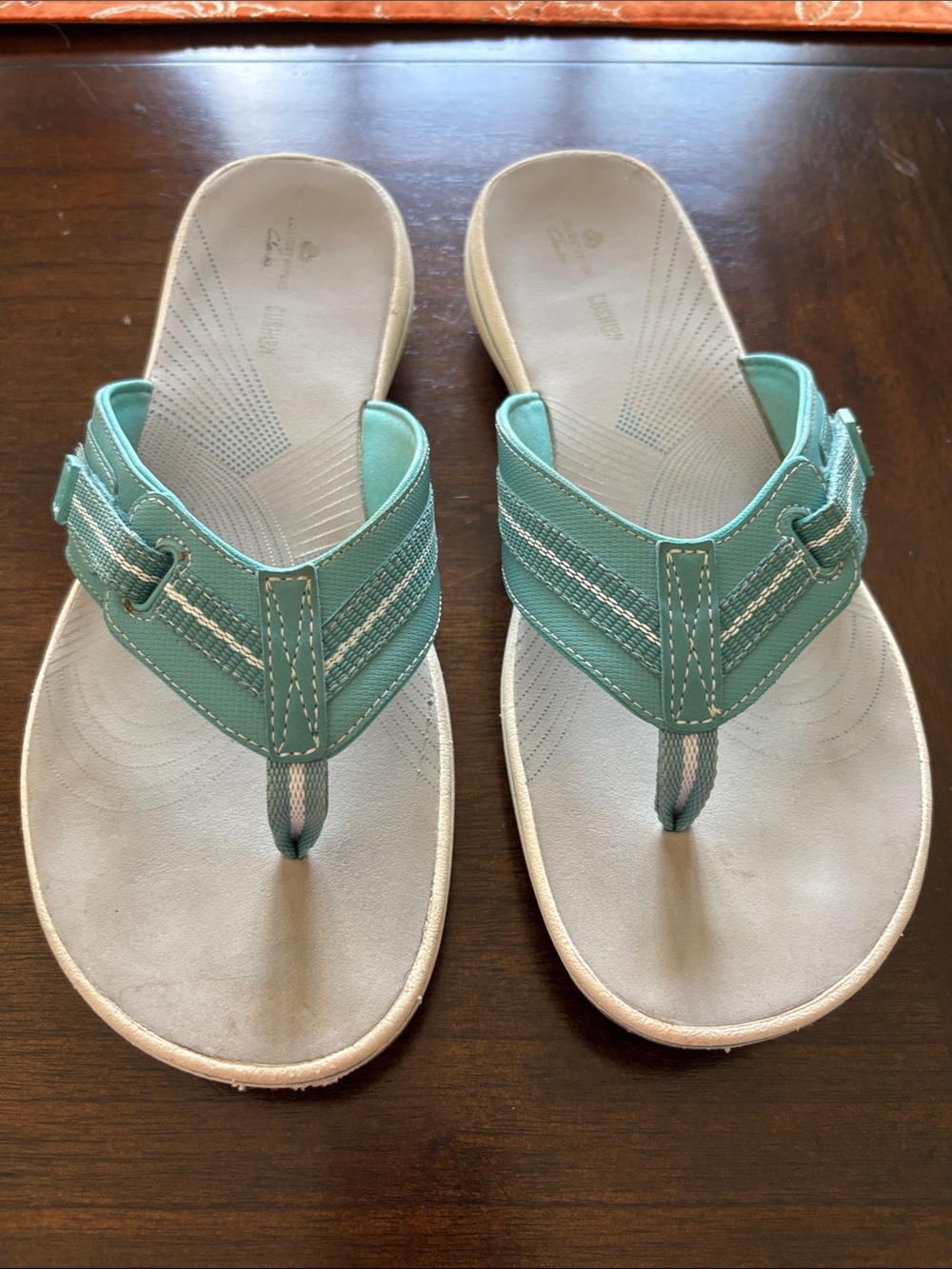 Clarks Teal Green Thong Sandals